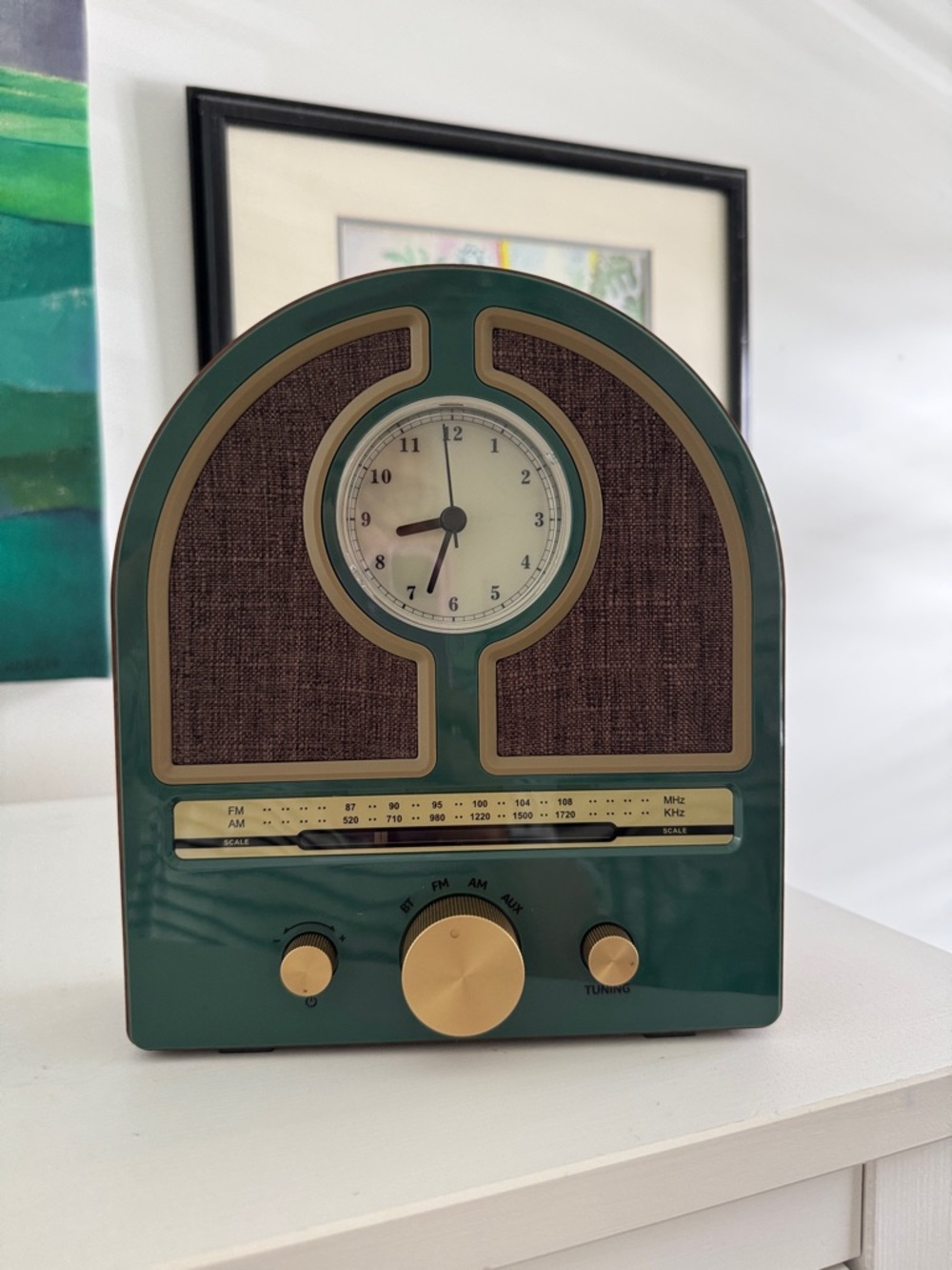 Vintage Inspired Portable AM/FM Radio Wood and Green Hearth and Hand Magnolia